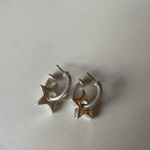 Silver star hoop earrings